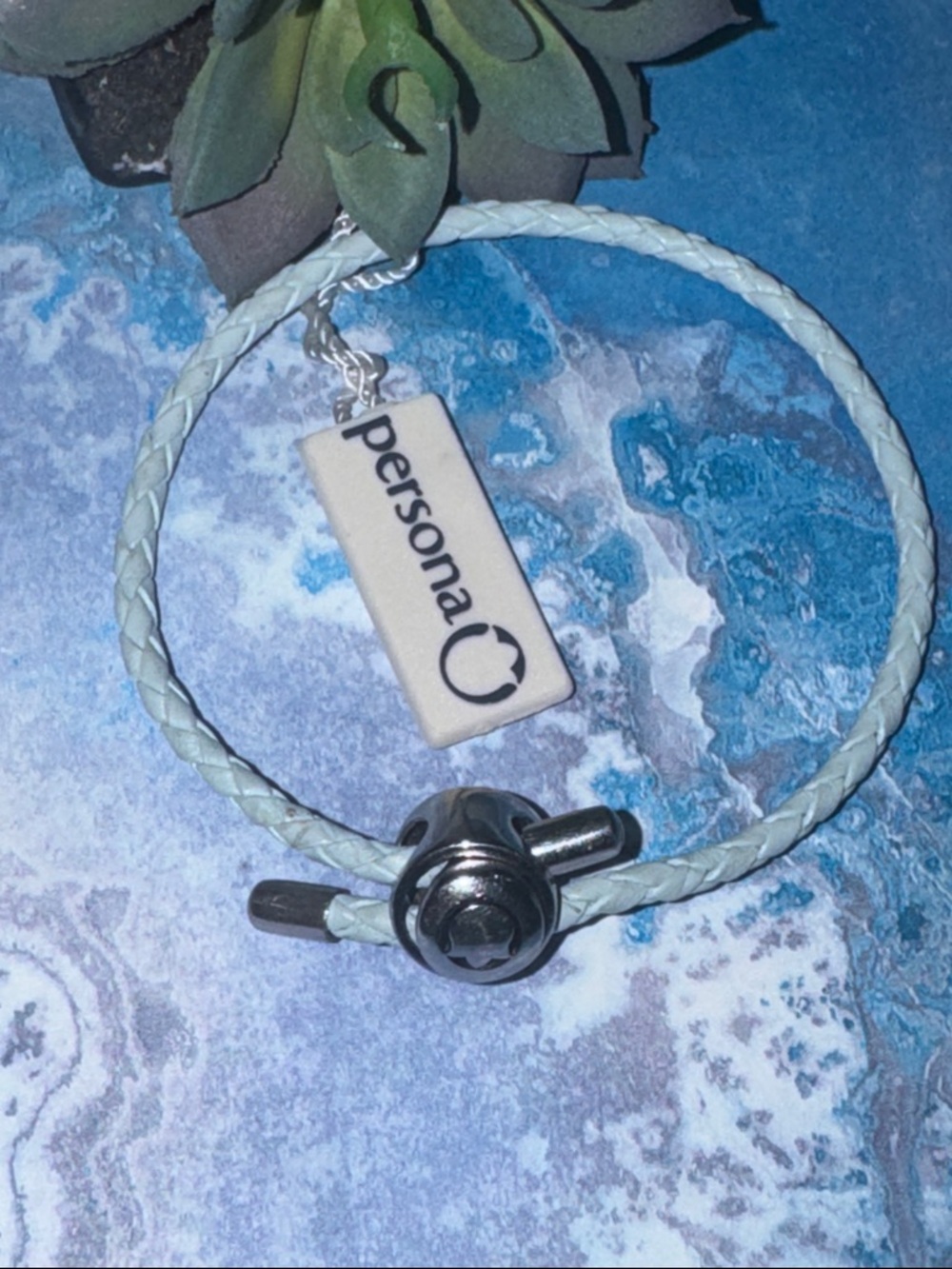 Persona Blue Braided Leather Bracelet